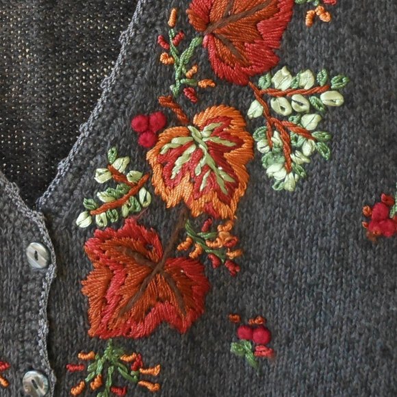 Gray Marled Vest Embroidered Front - Picture 9 of 9